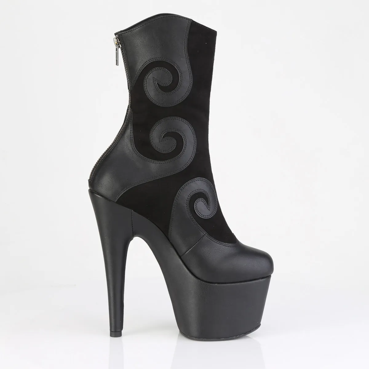ADORE-1034 Pleaser Black Swirl Design Platform Ankle Boots