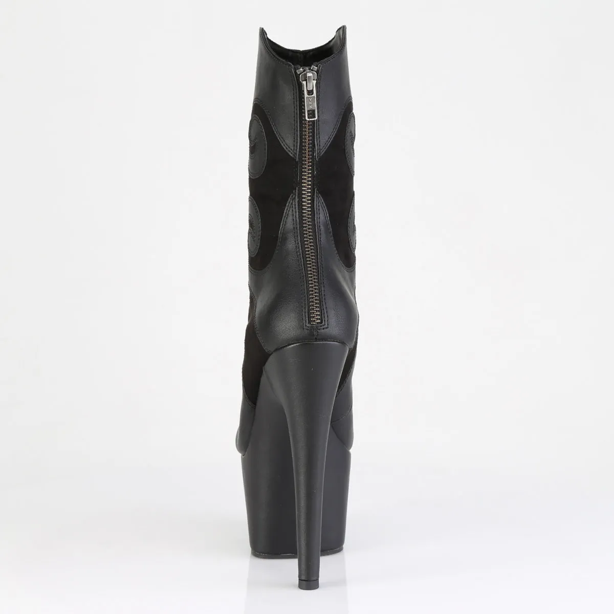 ADORE-1034 Pleaser Black Swirl Design Platform Ankle Boots