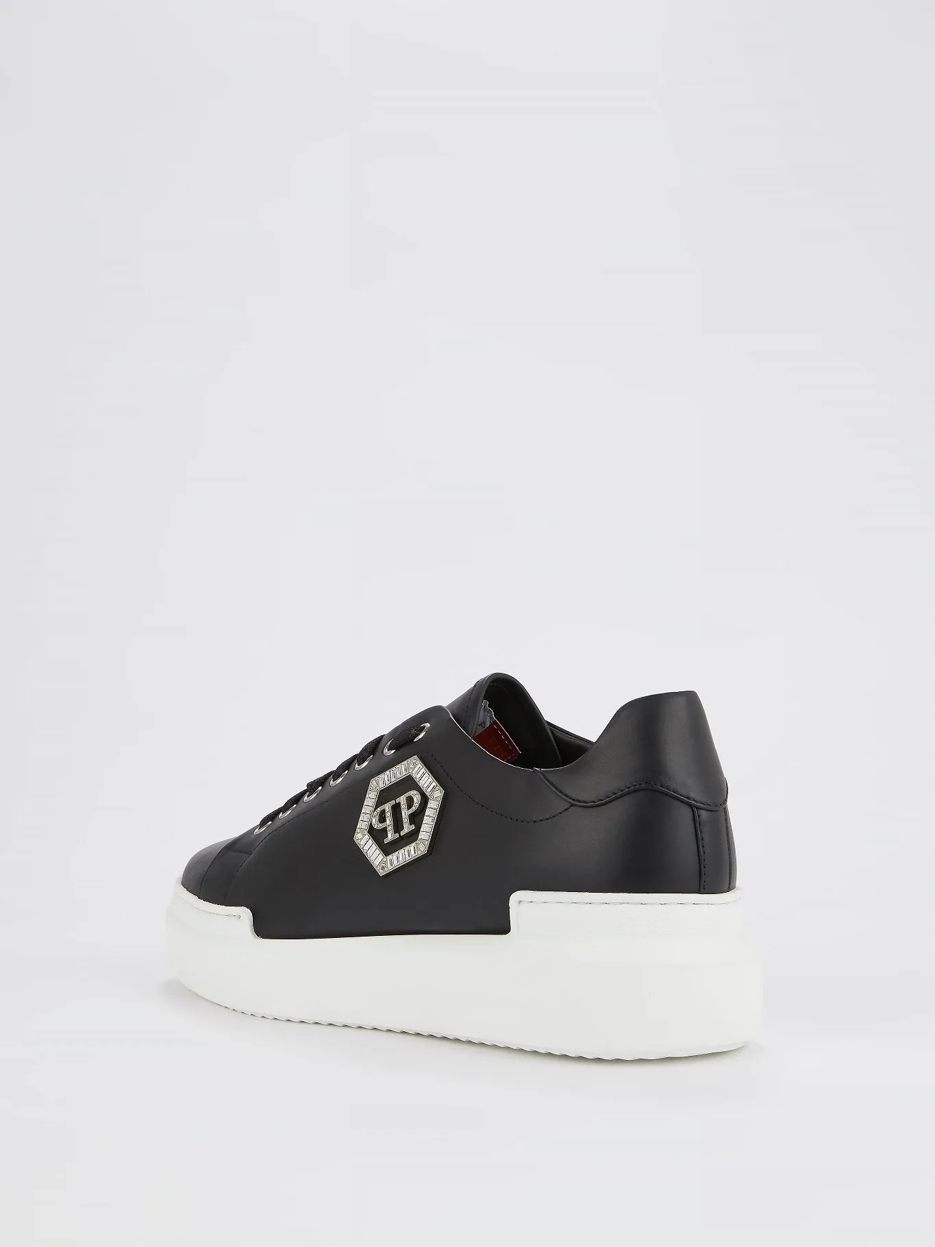 Black Crystal Monogram Leather Sneakers