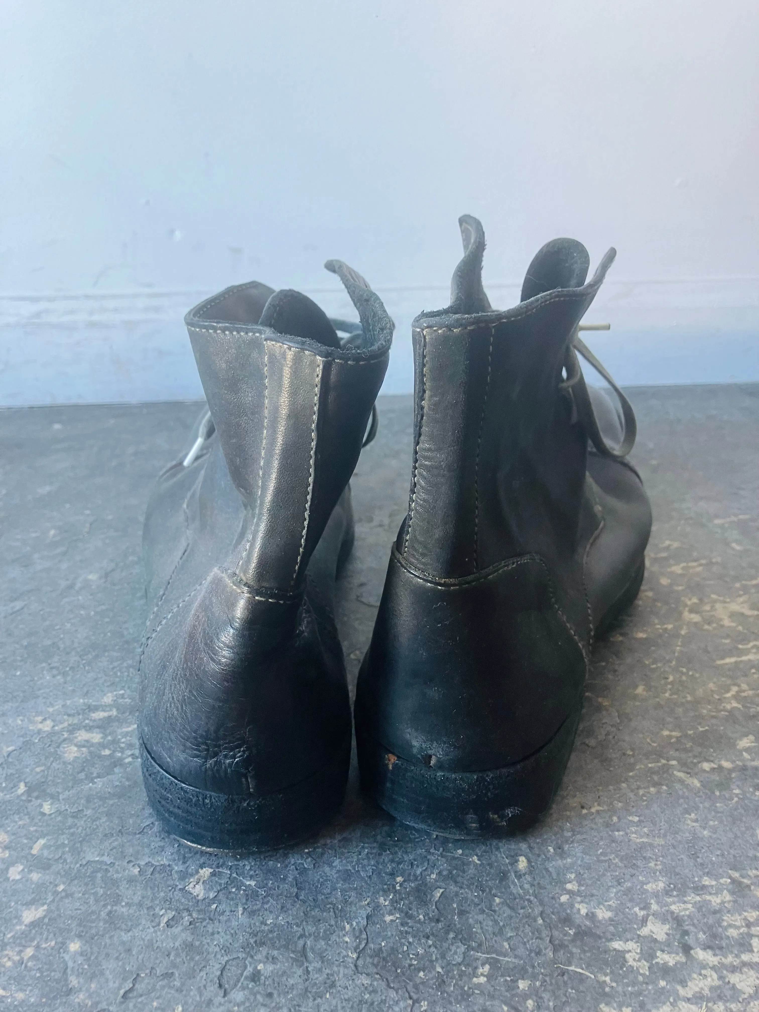 Black Handmade Lace Up Boots Men's 11
