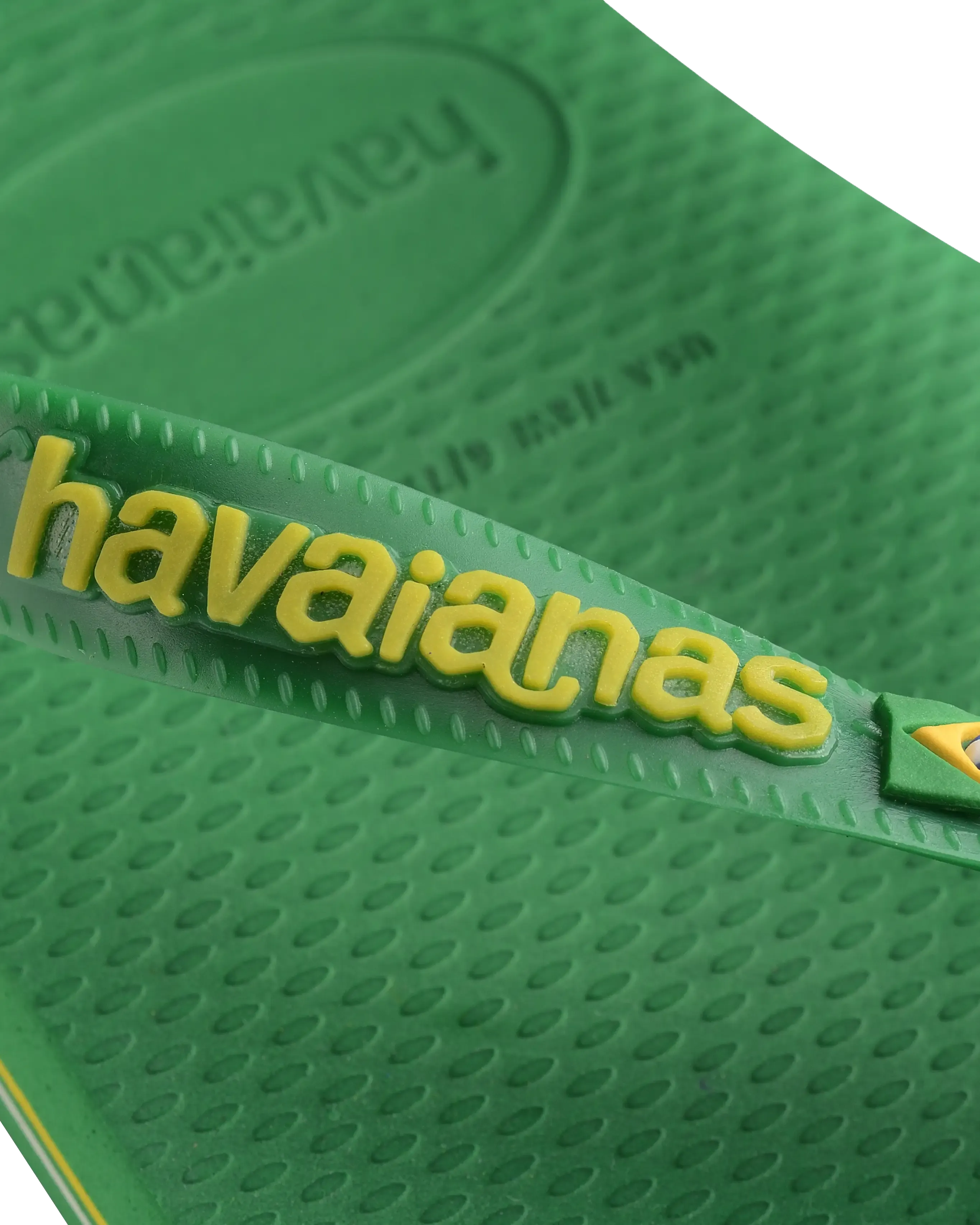 Boys Brasil Logo Neon Flip Flops in Patria Green & Yellow Citrico