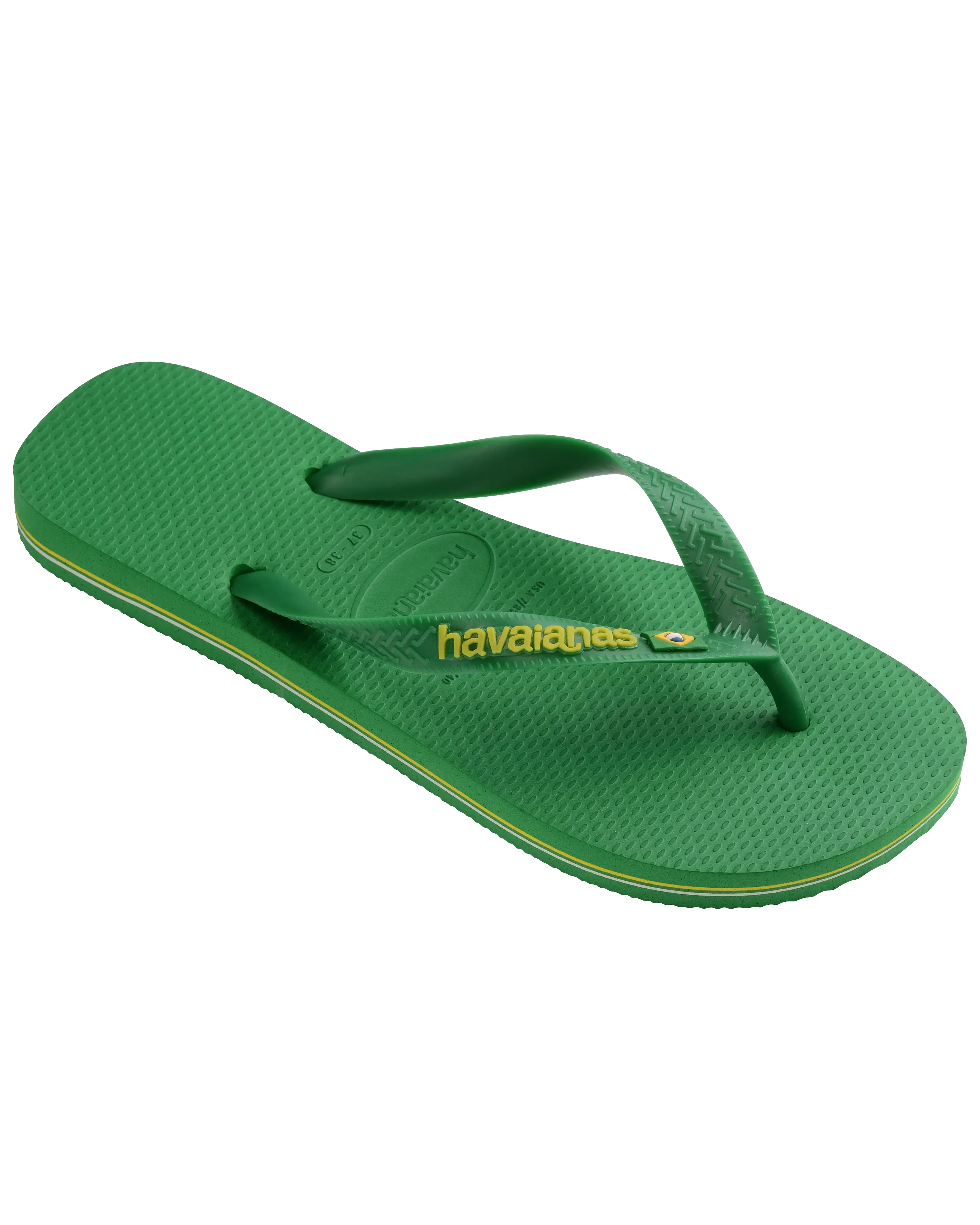 Boys Brasil Logo Neon Flip Flops in Patria Green & Yellow Citrico