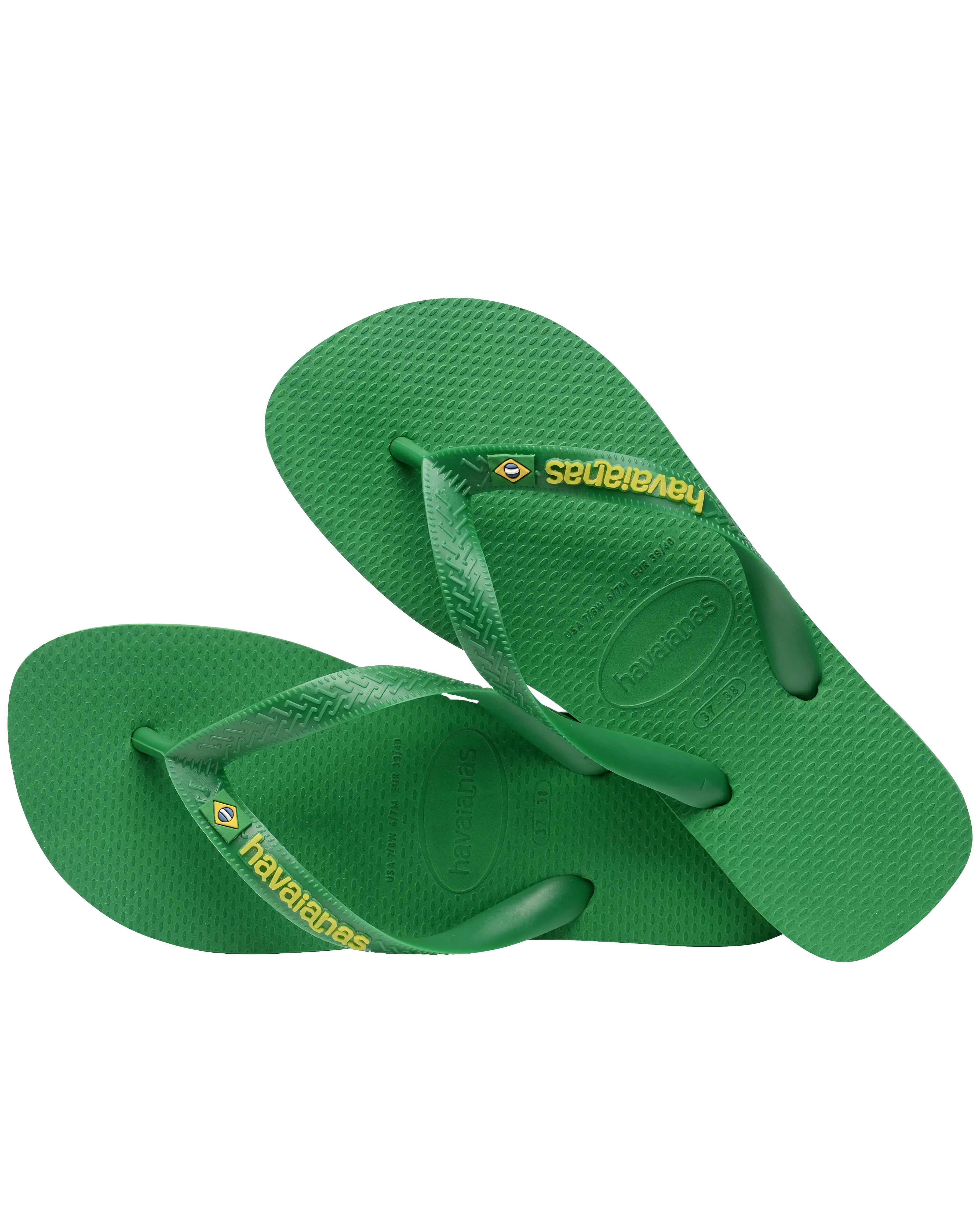 Boys Brasil Logo Neon Flip Flops in Patria Green & Yellow Citrico