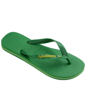 Boys Brasil Logo Neon Flip Flops in Patria Green & Yellow Citrico