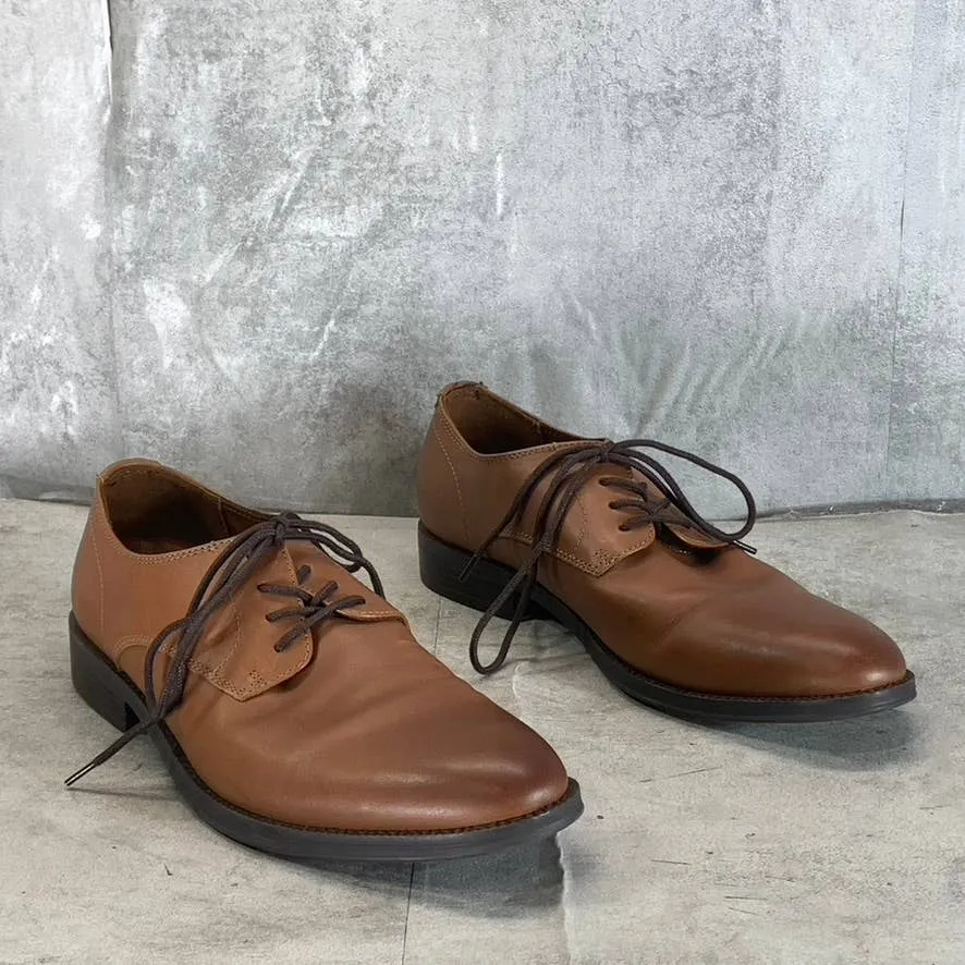 CALVIN KLEIN Men's Light Brown Leather Jack Lace-Up Dress Loafers SZ 9