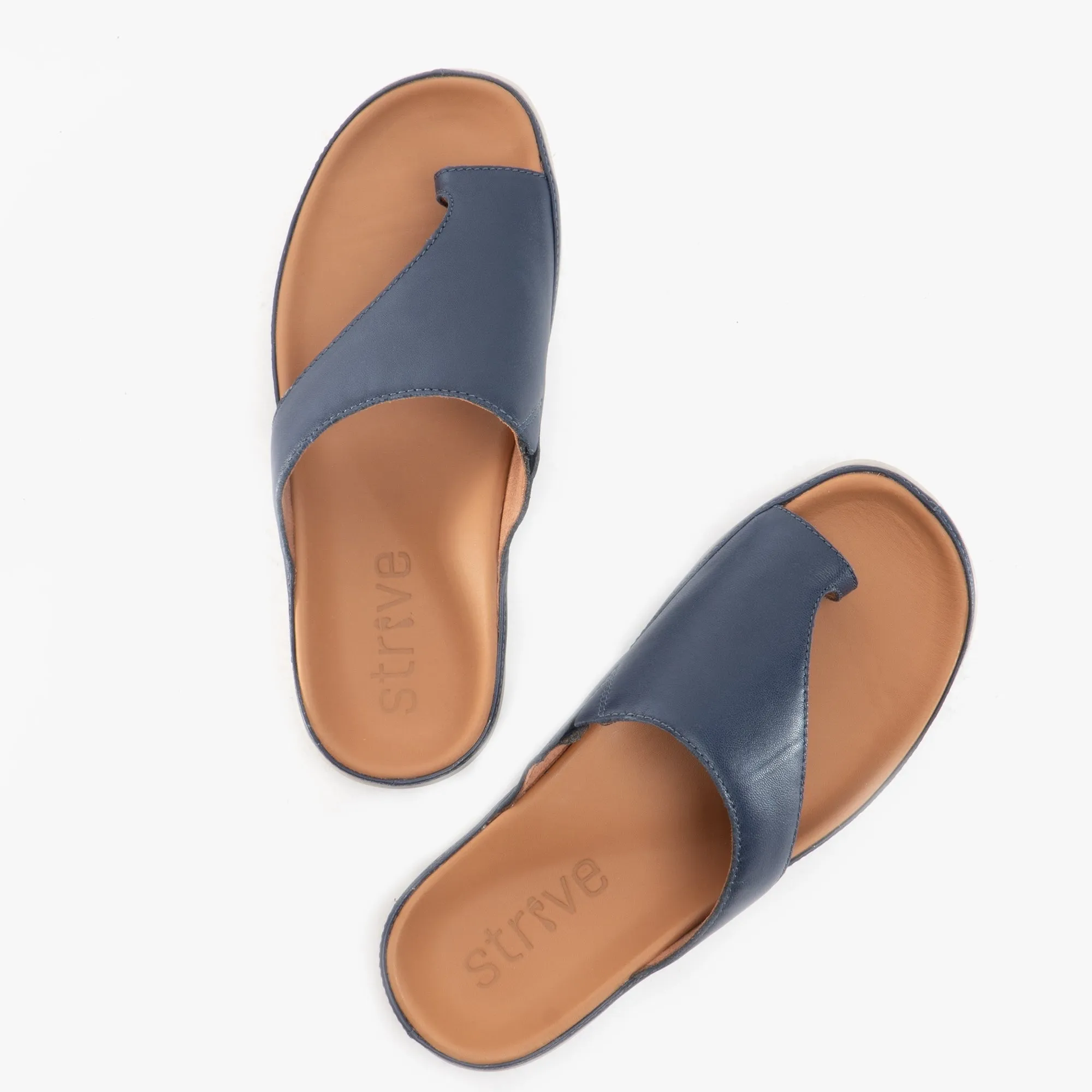 CAPRI Ladies Leather Toe Post Sandals Navy