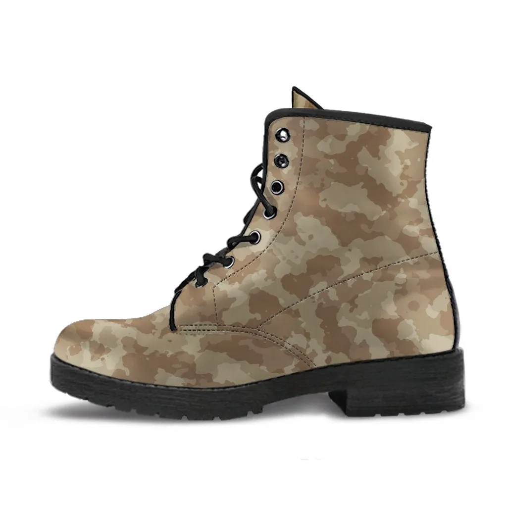 Combat Boots - Brown Camouflage | Boho Shoes, Handmade Lace Up Boots, Vegan Leather Lace Up Boots, 90s Boots, 2000s Boots, Hipster Boots