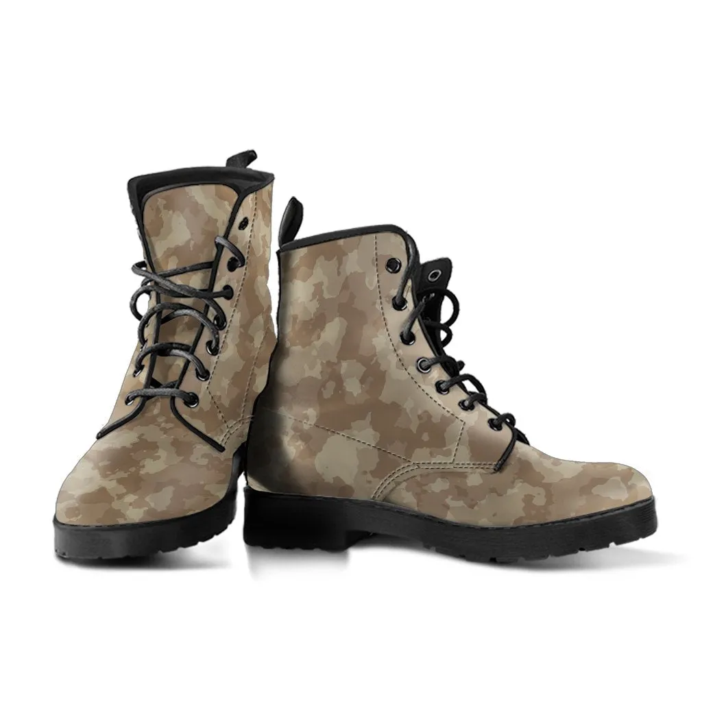 Combat Boots - Brown Camouflage | Boho Shoes, Handmade Lace Up Boots, Vegan Leather Lace Up Boots, 90s Boots, 2000s Boots, Hipster Boots