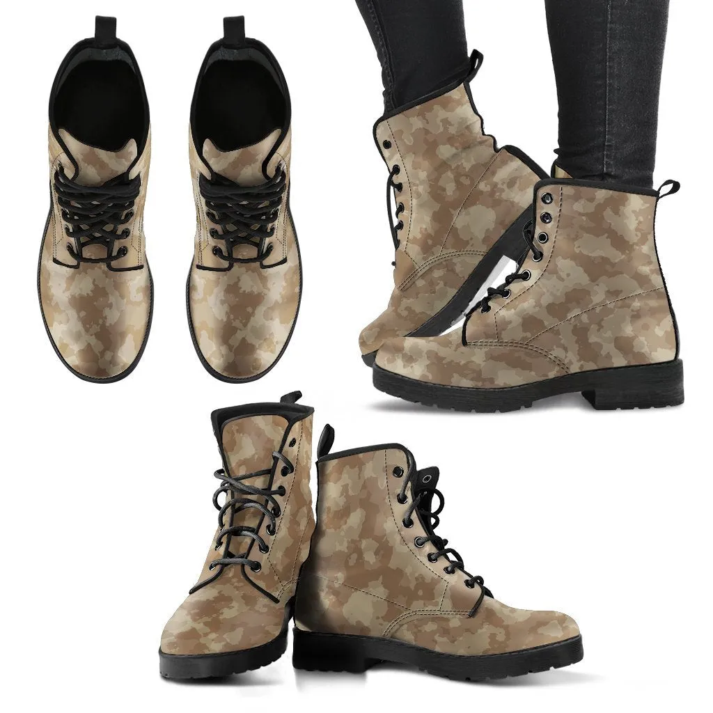 Combat Boots - Brown Camouflage | Boho Shoes, Handmade Lace Up Boots, Vegan Leather Lace Up Boots, 90s Boots, 2000s Boots, Hipster Boots