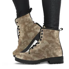 Combat Boots - Brown Camouflage | Boho Shoes, Handmade Lace Up Boots, Vegan Leather Lace Up Boots, 90s Boots, 2000s Boots, Hipster Boots