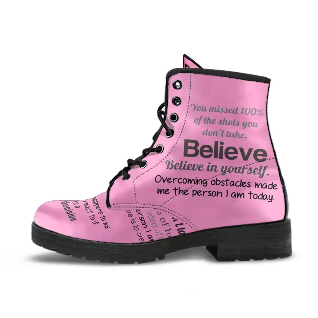 Combat Boots - Dream, Love, Believe | Boho Shoes, Handmade Lace Up Boots, Vegan Leather Lace Up Boots Women, Aesthetic Shoes, Sorority Shoes