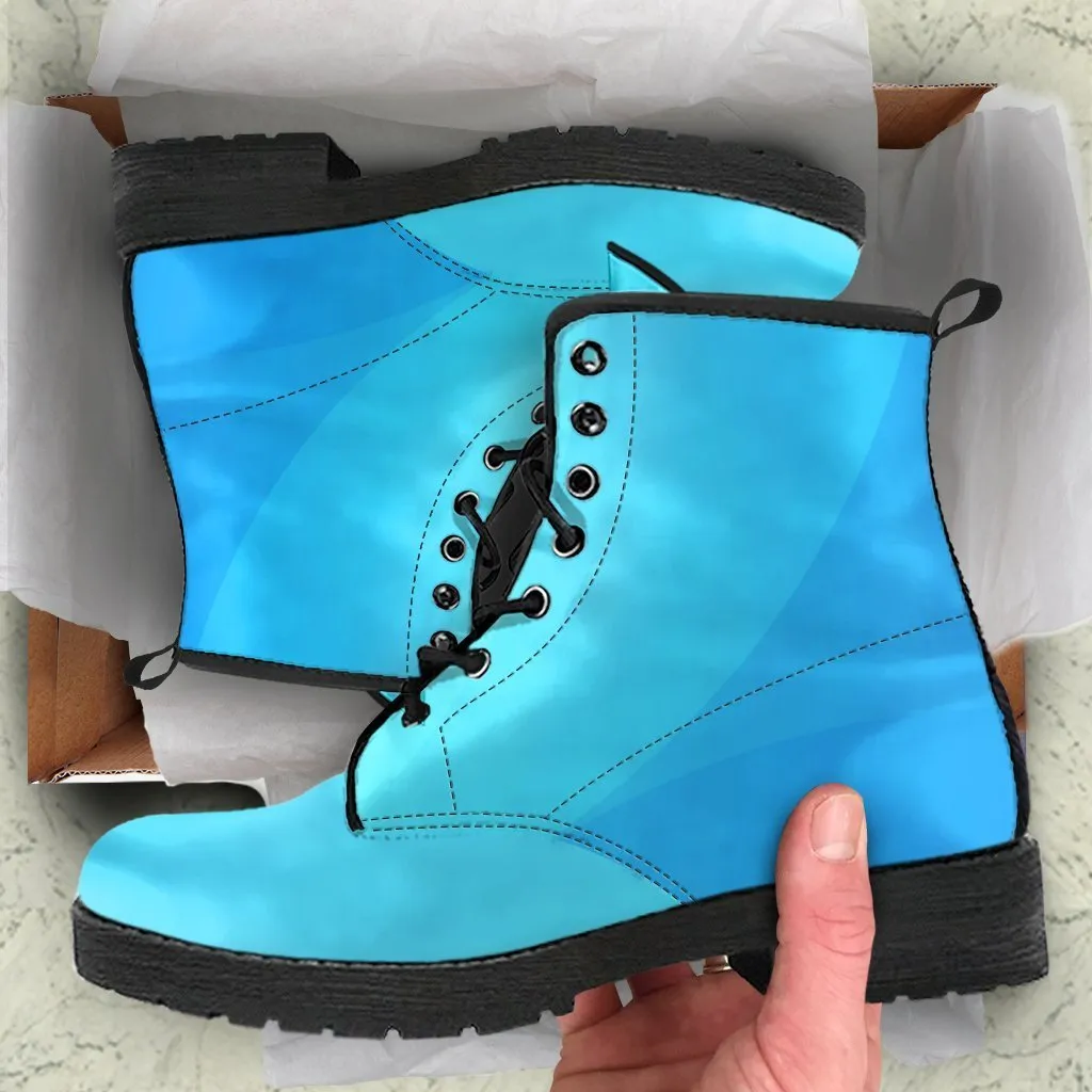 Combat Boots - Shades in Sky Blue |  Boho Shoes, Handmade Lace Up Boots, Vegan Leather Lace Up Boots Women, 90s Boots, 2000s Boots, Hipster Boots
