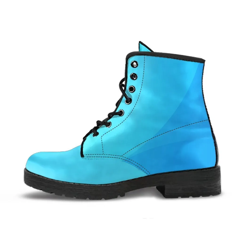 Combat Boots - Shades in Sky Blue |  Boho Shoes, Handmade Lace Up Boots, Vegan Leather Lace Up Boots Women, 90s Boots, 2000s Boots, Hipster Boots
