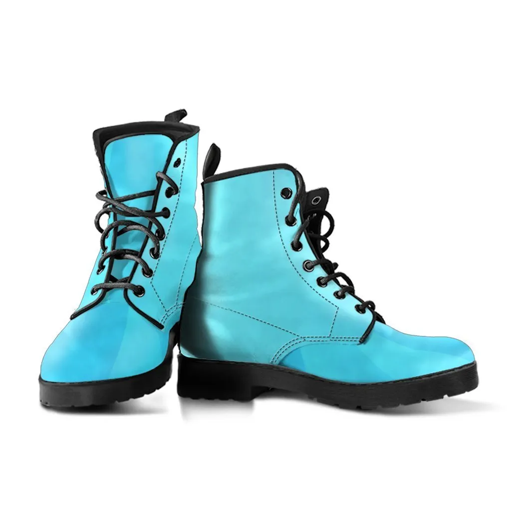 Combat Boots - Shades in Sky Blue |  Boho Shoes, Handmade Lace Up Boots, Vegan Leather Lace Up Boots Women, 90s Boots, 2000s Boots, Hipster Boots