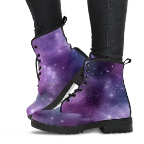Combat Boots - Watercolor Galaxy | Purple Boots for Women, Custom Shoes, Cool Shoes, Vegan Shoes, Vegan Leather, Hippie Boots, 90s Boots