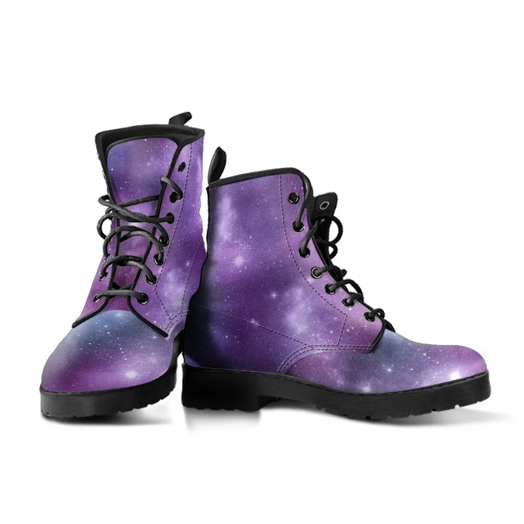 Combat Boots - Watercolor Galaxy | Purple Boots for Women, Custom Shoes, Cool Shoes, Vegan Shoes, Vegan Leather, Hippie Boots, 90s Boots