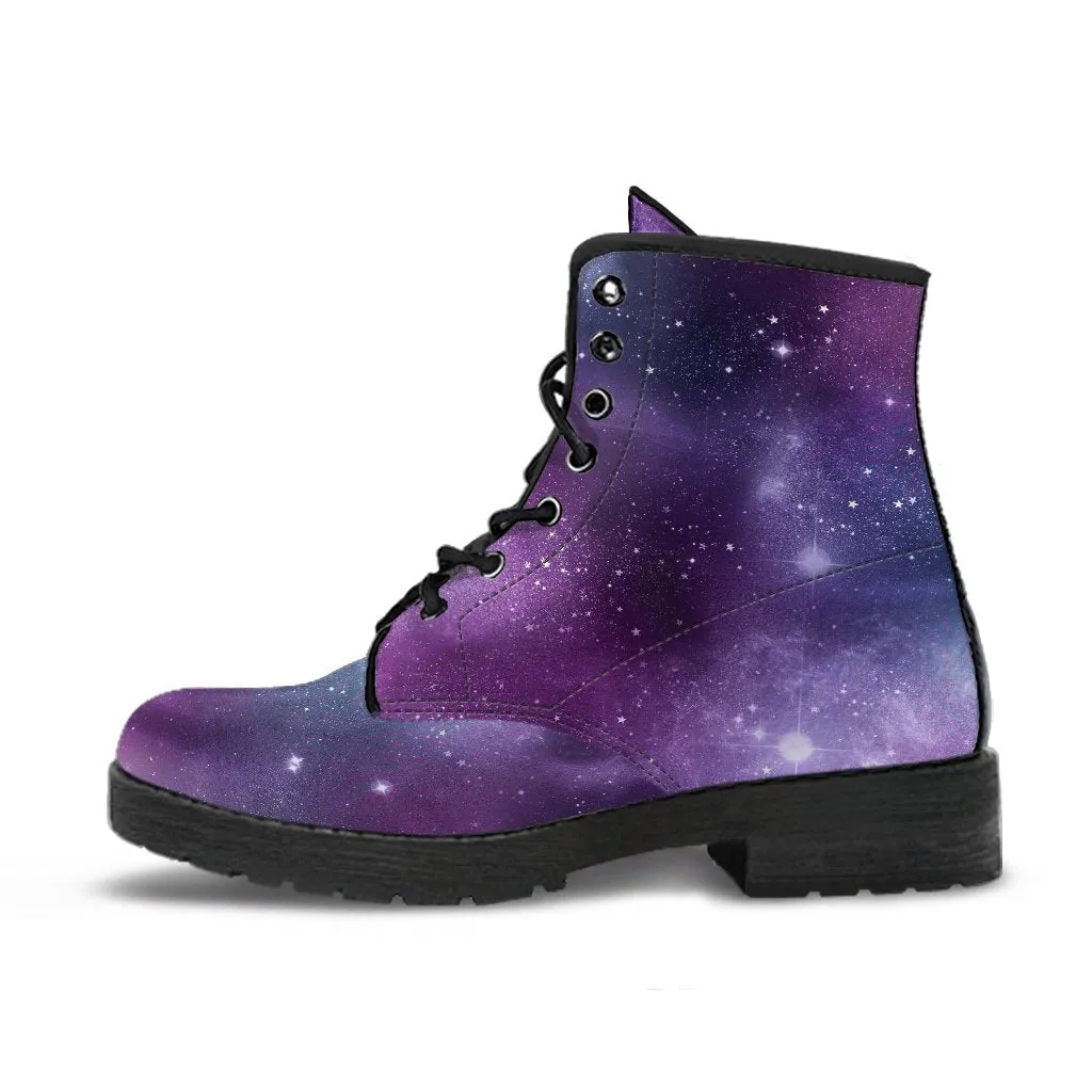 Combat Boots - Watercolor Galaxy | Purple Boots for Women, Custom Shoes, Cool Shoes, Vegan Shoes, Vegan Leather, Hippie Boots, 90s Boots