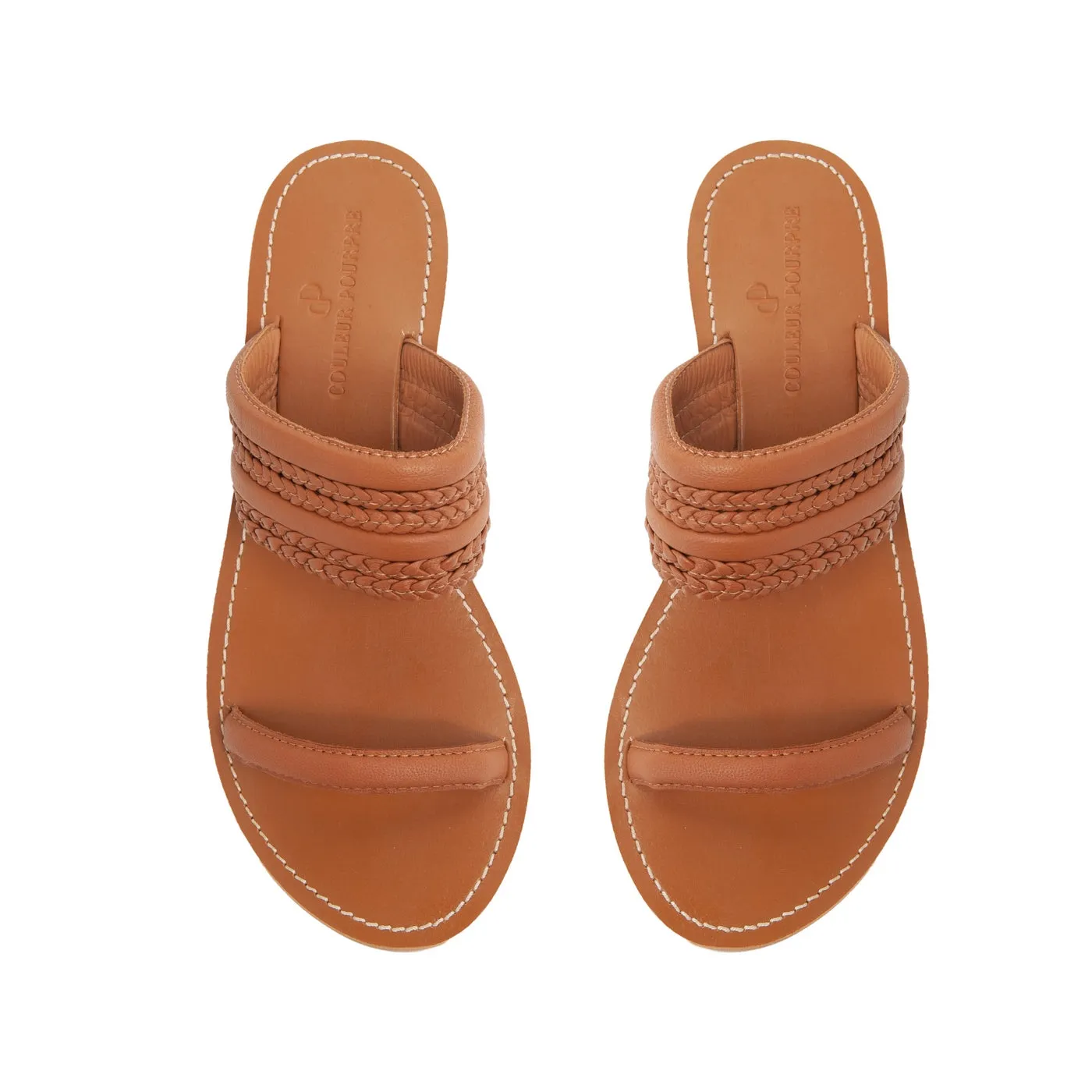 Couleur Pourpre - Mules Antibes - Cuir Camel