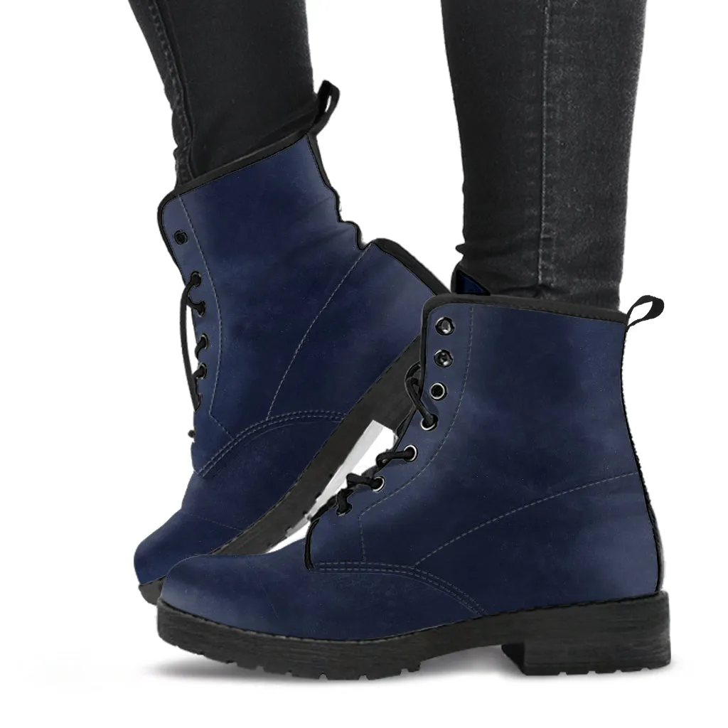 Deep Blue Women's Vegan Leather Combat Boots