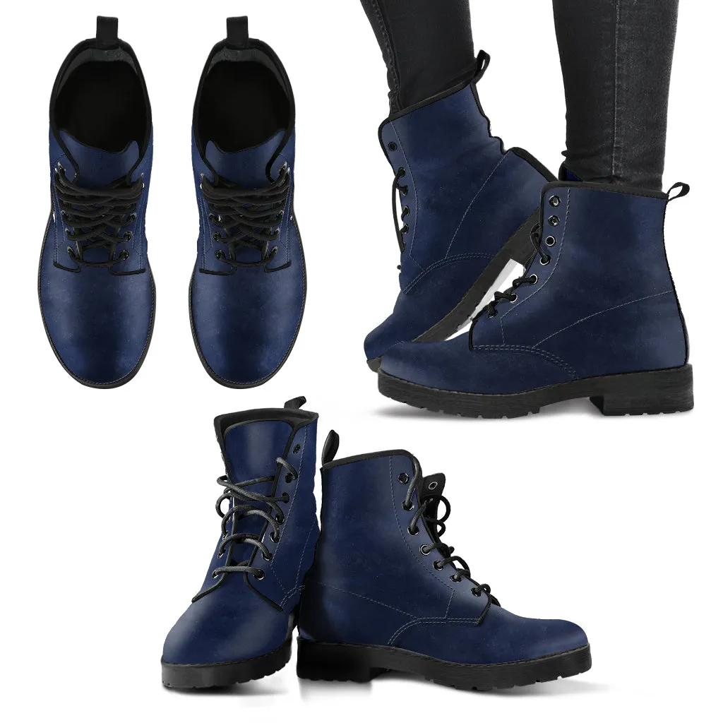 Deep Blue Women's Vegan Leather Combat Boots