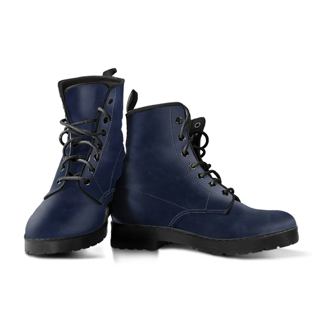 Deep Blue Women's Vegan Leather Combat Boots