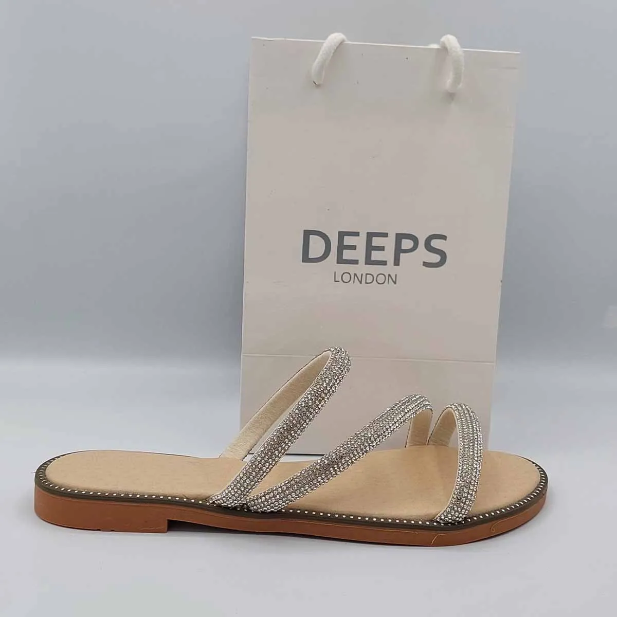 DESTA EMBELLISHED CROSS SPARKLY FLAT SLIDER SANDALS