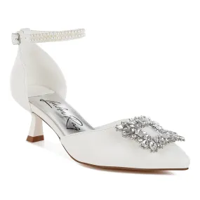 Diamante Brooch Kitten Heel Sandals