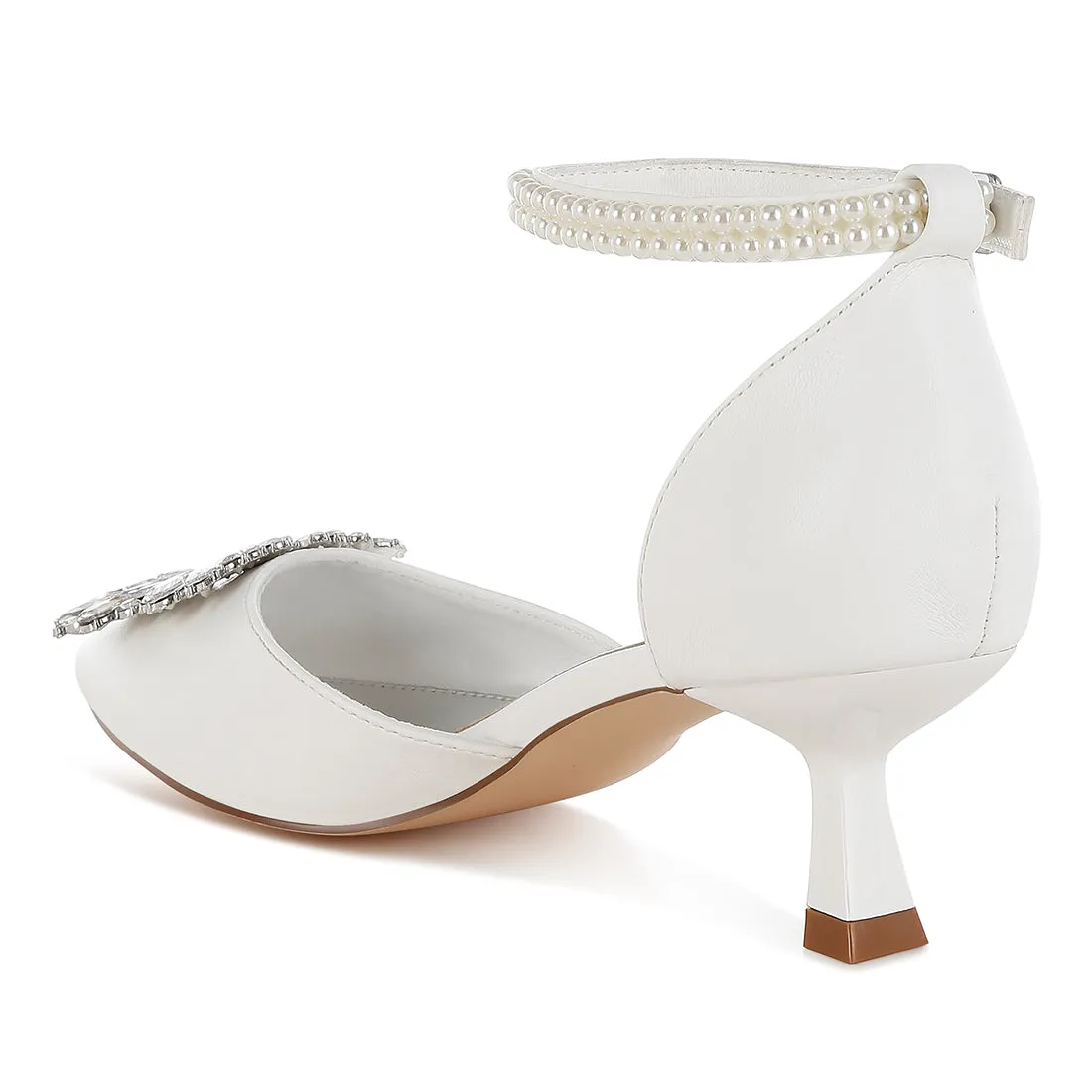 Diamante Brooch Kitten Heel Sandals