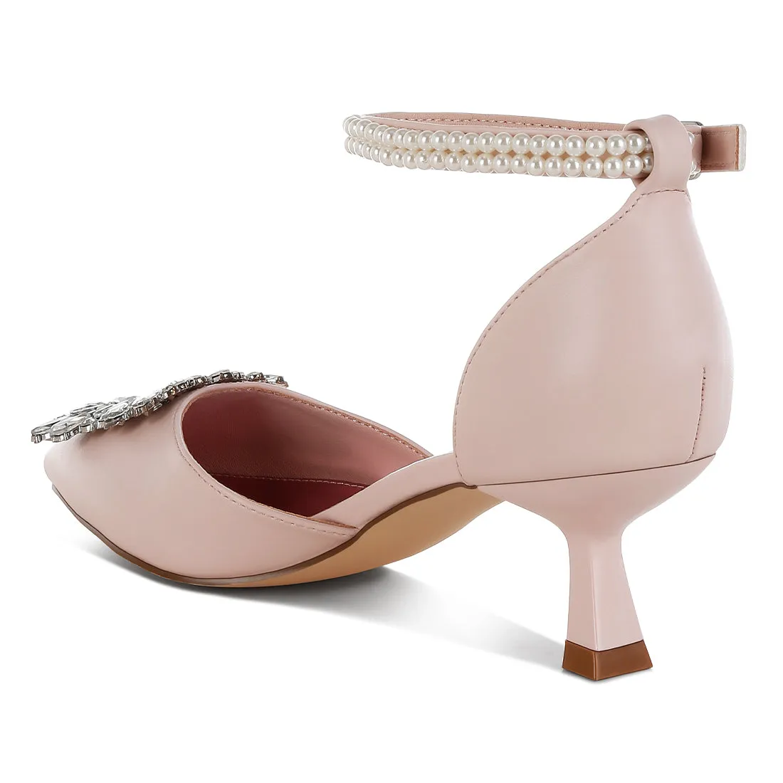 Diamante Brooch Kitten Heel Sandals