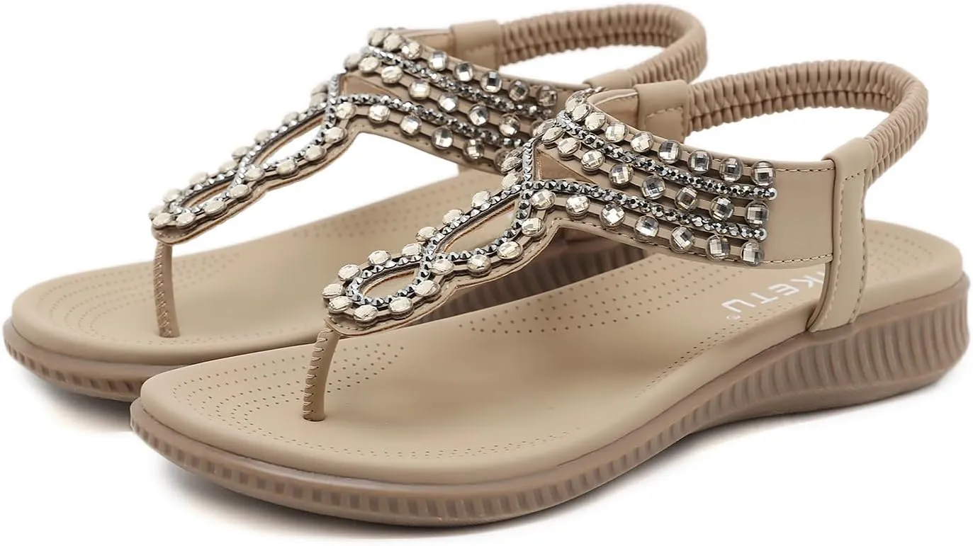DKCHENH Comfort in Our Sandals Women Flat Shoes: Dressy Bohemian Flats, Shoes With Stylish Ankle Straps