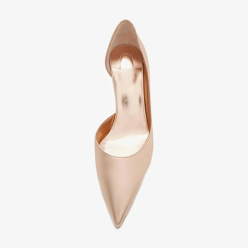 Elegant Golden Metallic Leather Pump