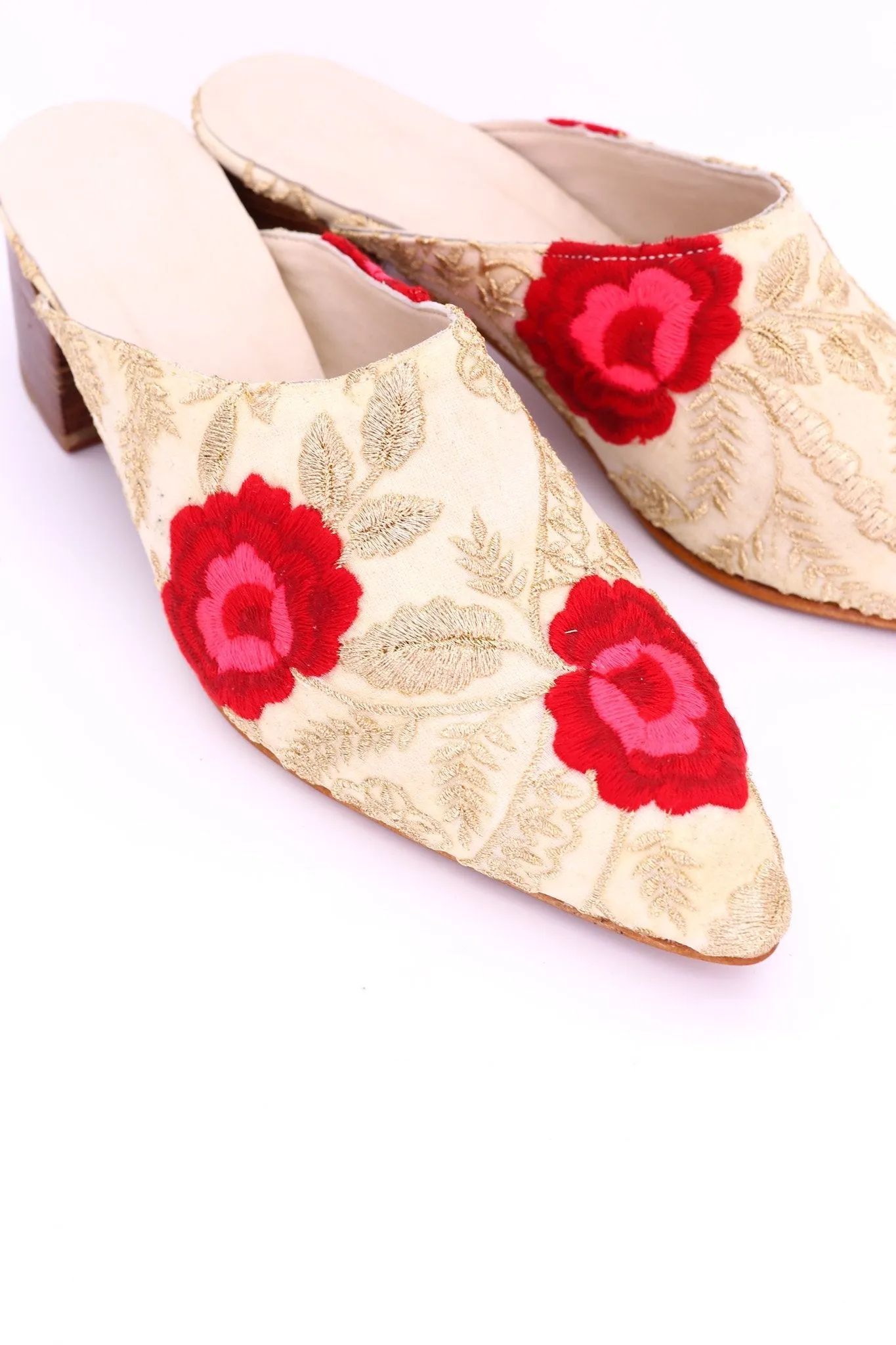 EMBROIDERED HEELED MULES ELLIE X ANTHROPOLOGIE