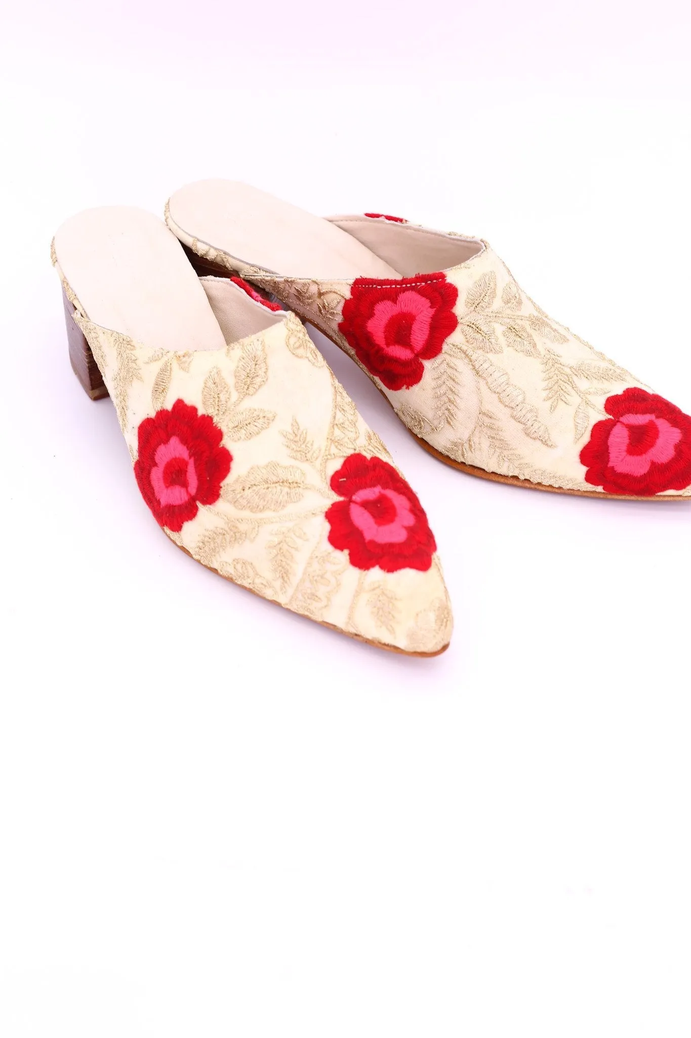 EMBROIDERED HEELED MULES ELLIE X ANTHROPOLOGIE