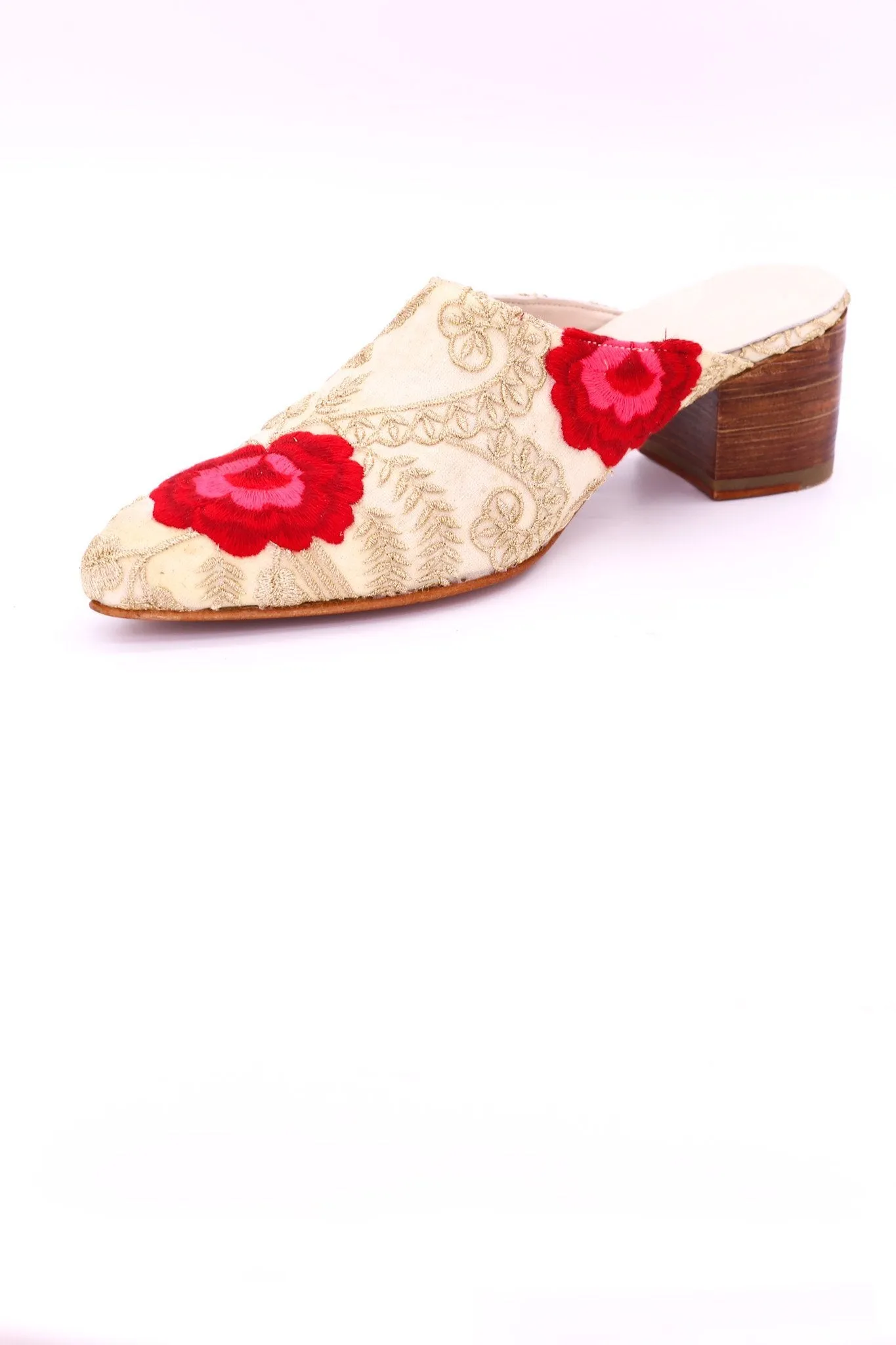 EMBROIDERED HEELED MULES ELLIE X ANTHROPOLOGIE
