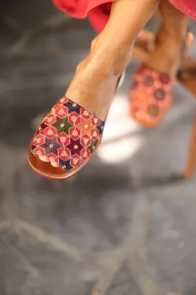 EMBROIDERED SEQUIN SILK SANDALS FRANCES