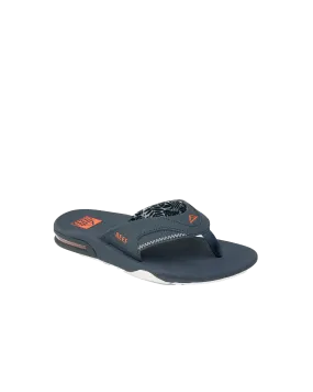 Fanning Flip Flops in Navy & Orange