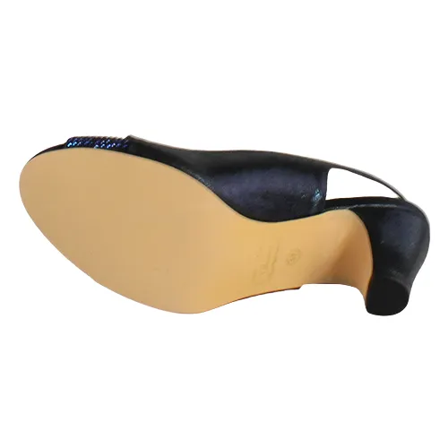Glamour Peep Toe Sling Backs - Bern - Navy