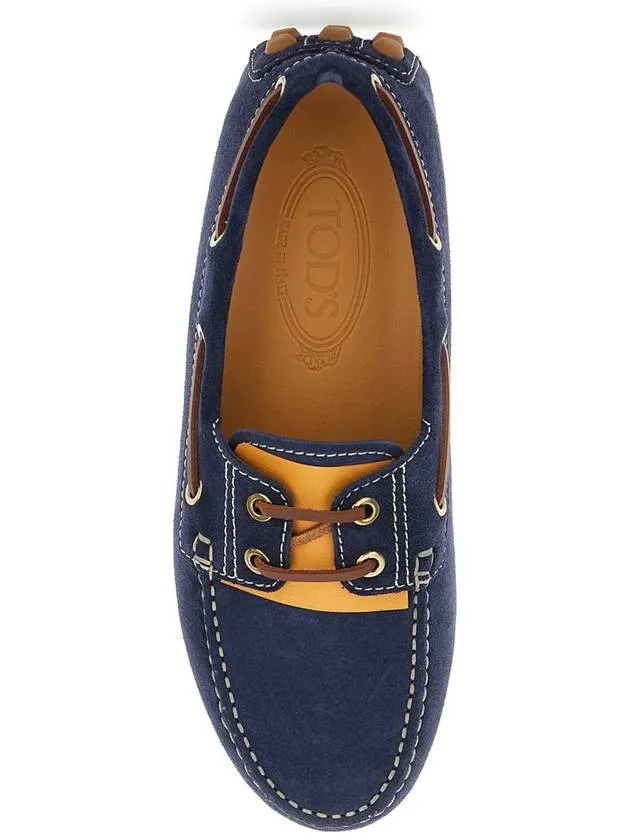 'Gommino' Blue Loafers With Woven Tie In Suede Woman