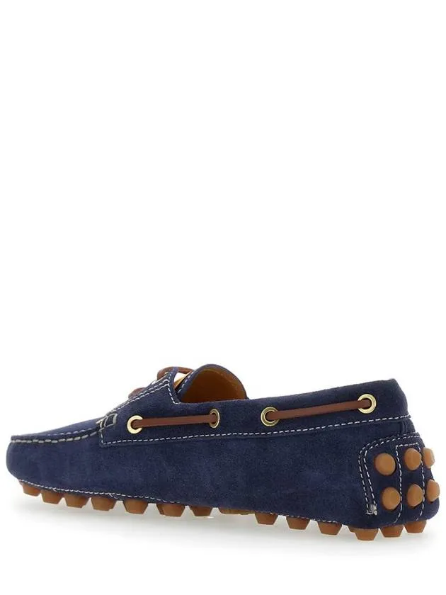 'Gommino' Blue Loafers With Woven Tie In Suede Woman