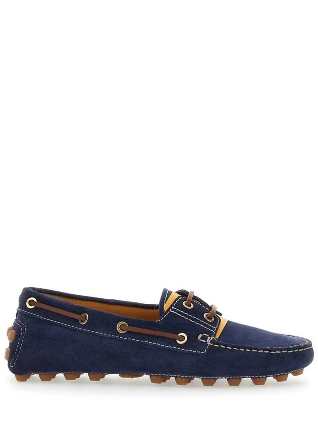 'Gommino' Blue Loafers With Woven Tie In Suede Woman
