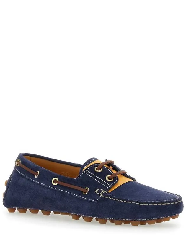 'Gommino' Blue Loafers With Woven Tie In Suede Woman
