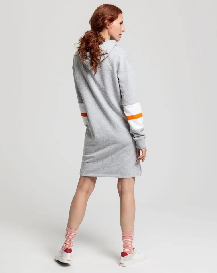 Graphic Block Stripe Dress - Light Grey Melange