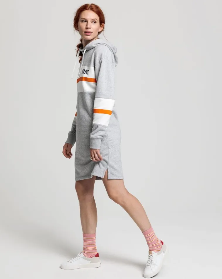 Graphic Block Stripe Dress - Light Grey Melange