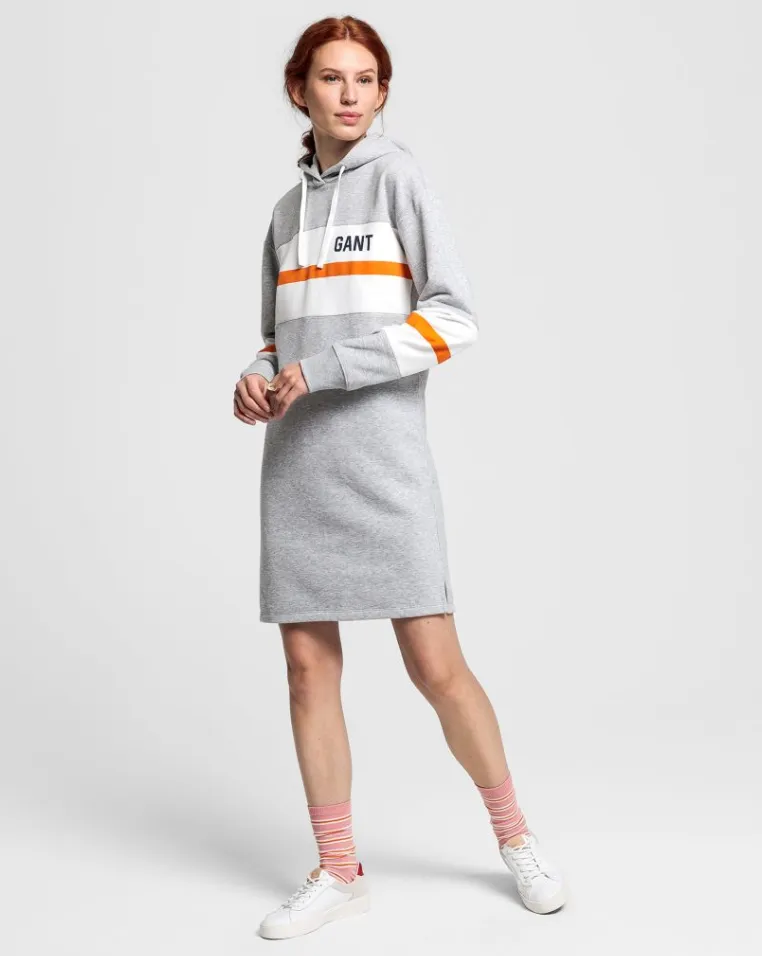 Graphic Block Stripe Dress - Light Grey Melange
