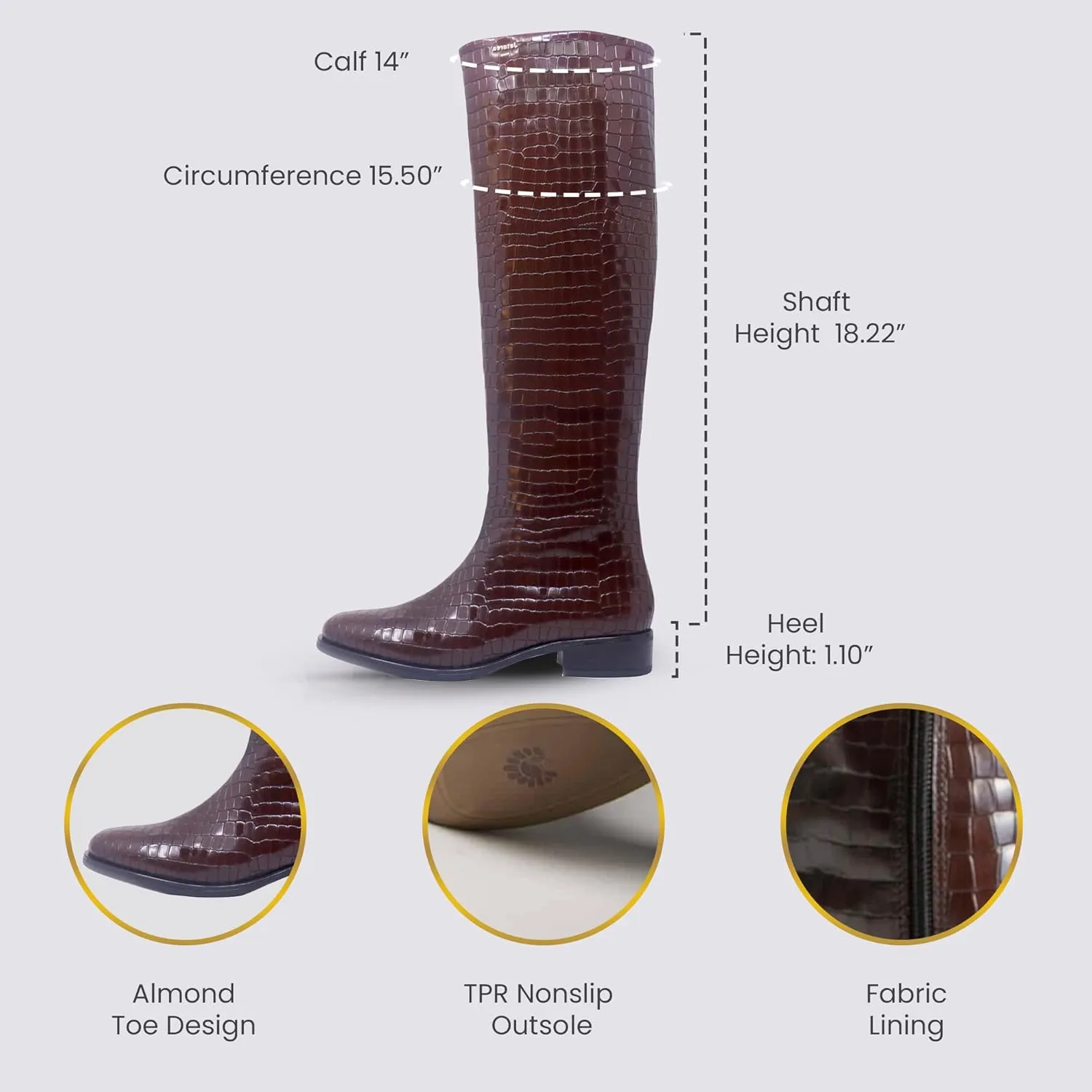 JATAREA Women's Leather Knee-High Boots - Stylish Block Heel - Comfortable Bootie for Females - Cushioned Insole for Comfort - Durable and Versatile Design