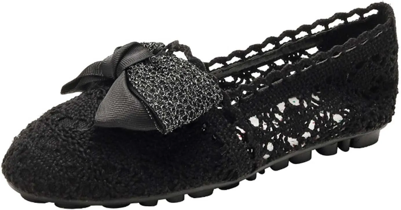 JOEupin Women's Foldable Flats Lace Breathable Round Toe Slip On Casual Ballet Flats Dress Shoes