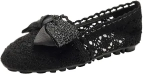 JOEupin Women's Foldable Flats Lace Breathable Round Toe Slip On Casual Ballet Flats Dress Shoes