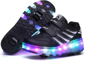 Kids Led Light Up Shoes Sneakers Outdoor Two Wheels Roller Skates Shoes for Boys Girls