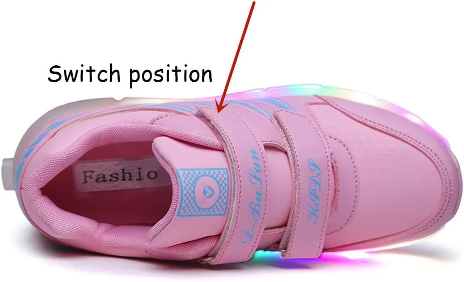 Kids Led Light Up Shoes Sneakers Outdoor Two Wheels Roller Skates Shoes for Boys Girls