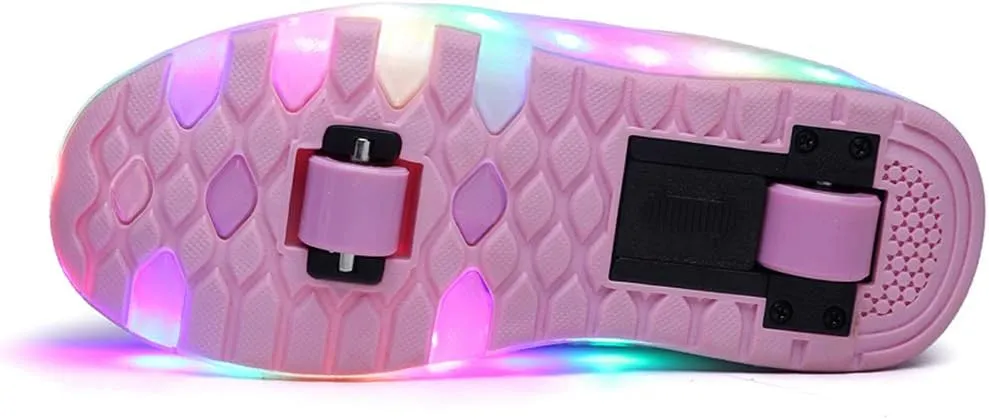 Kids Led Light Up Shoes Sneakers Outdoor Two Wheels Roller Skates Shoes for Boys Girls